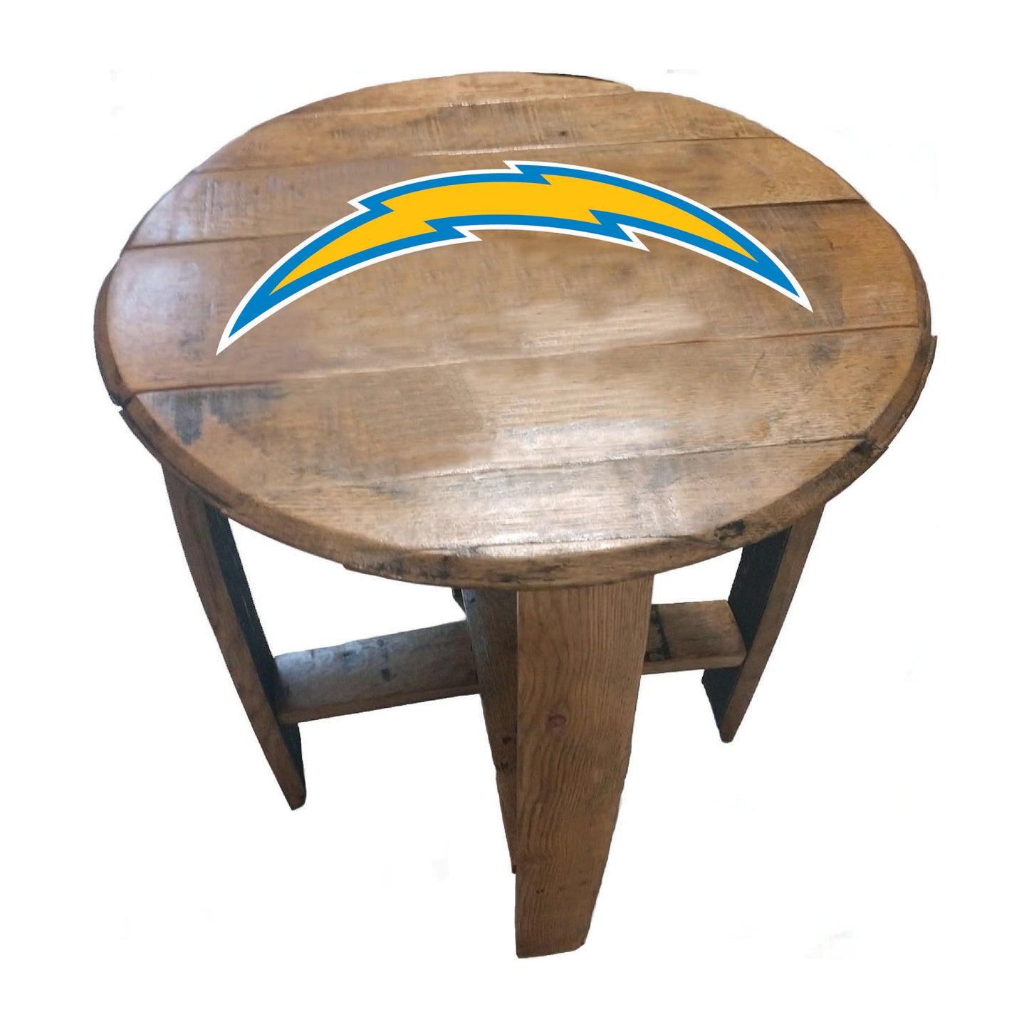 Los Angeles Chargers whiskey barrel end table