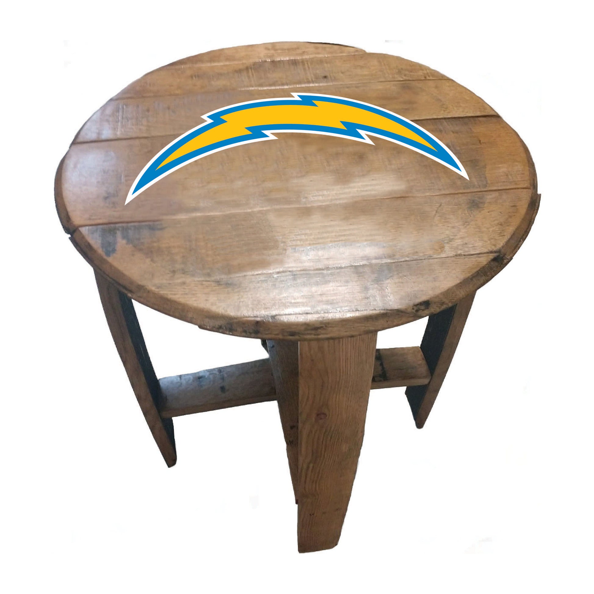 Los Angeles Chargers whiskey barrel end table