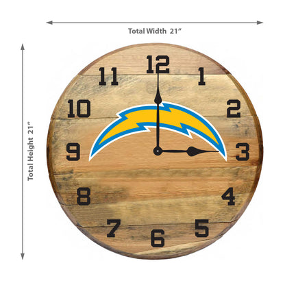 Los Angeles Chargers whiskey barrel wall clock dimensions