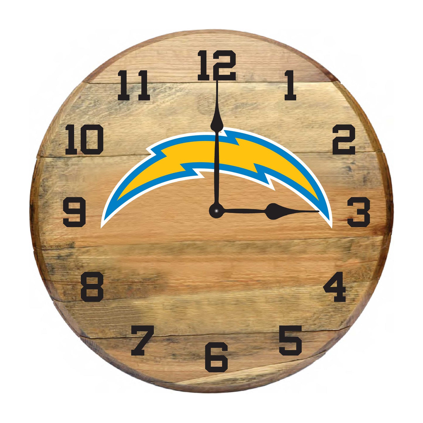 Los Angeles Chargers whiskey barrel wall clock