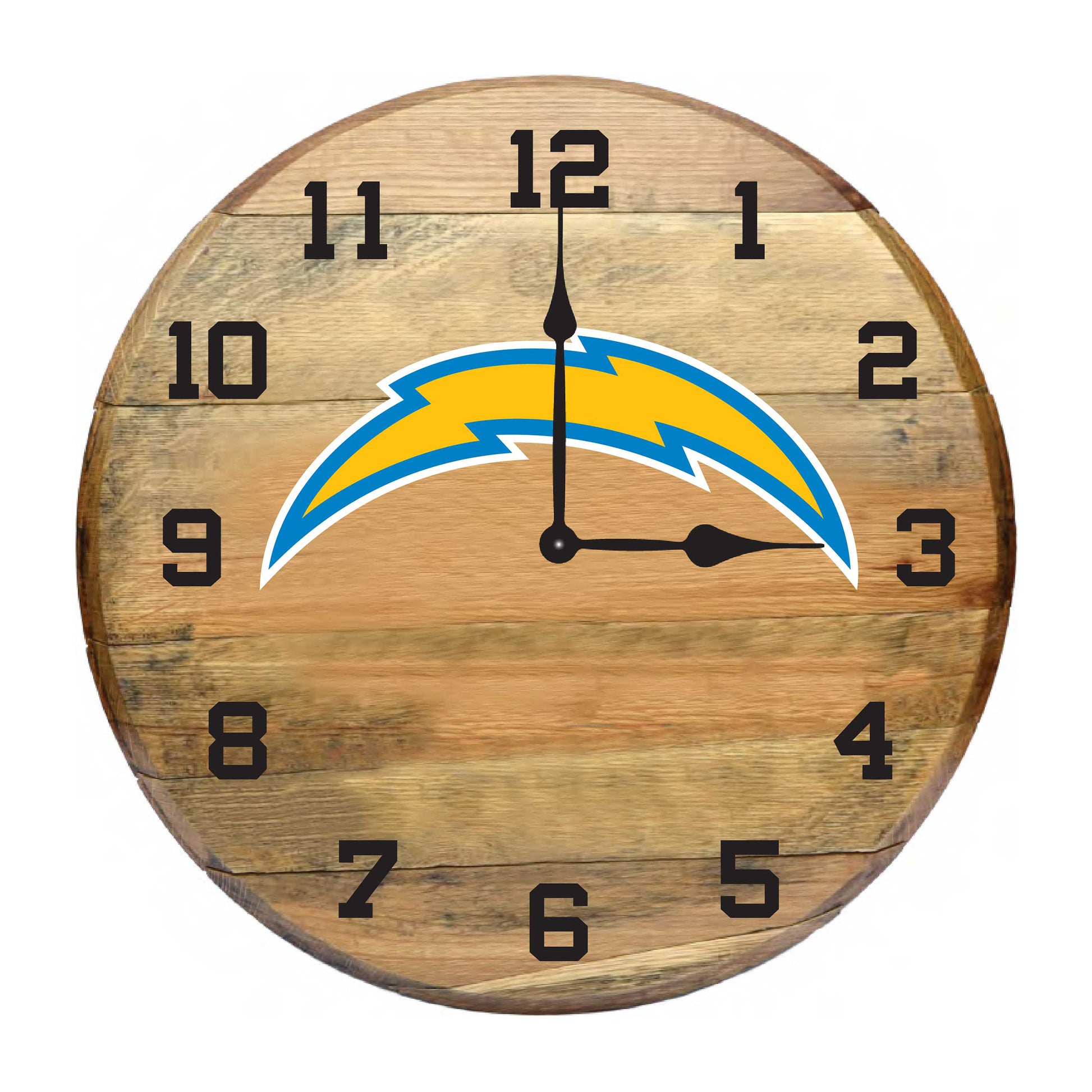 Los Angeles Chargers whiskey barrel wall clock