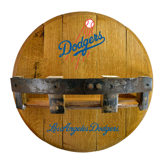 Los Angeles Dodgers whiskey barrel shelf