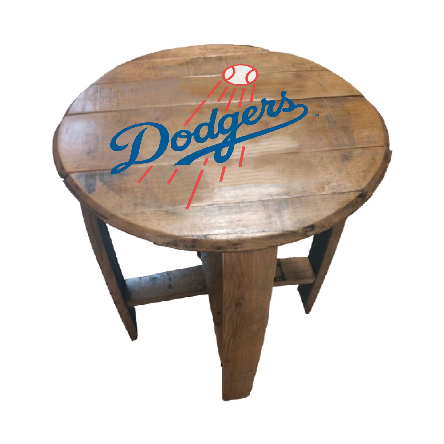 Los Angeles Dodgers whiskey barrel end table