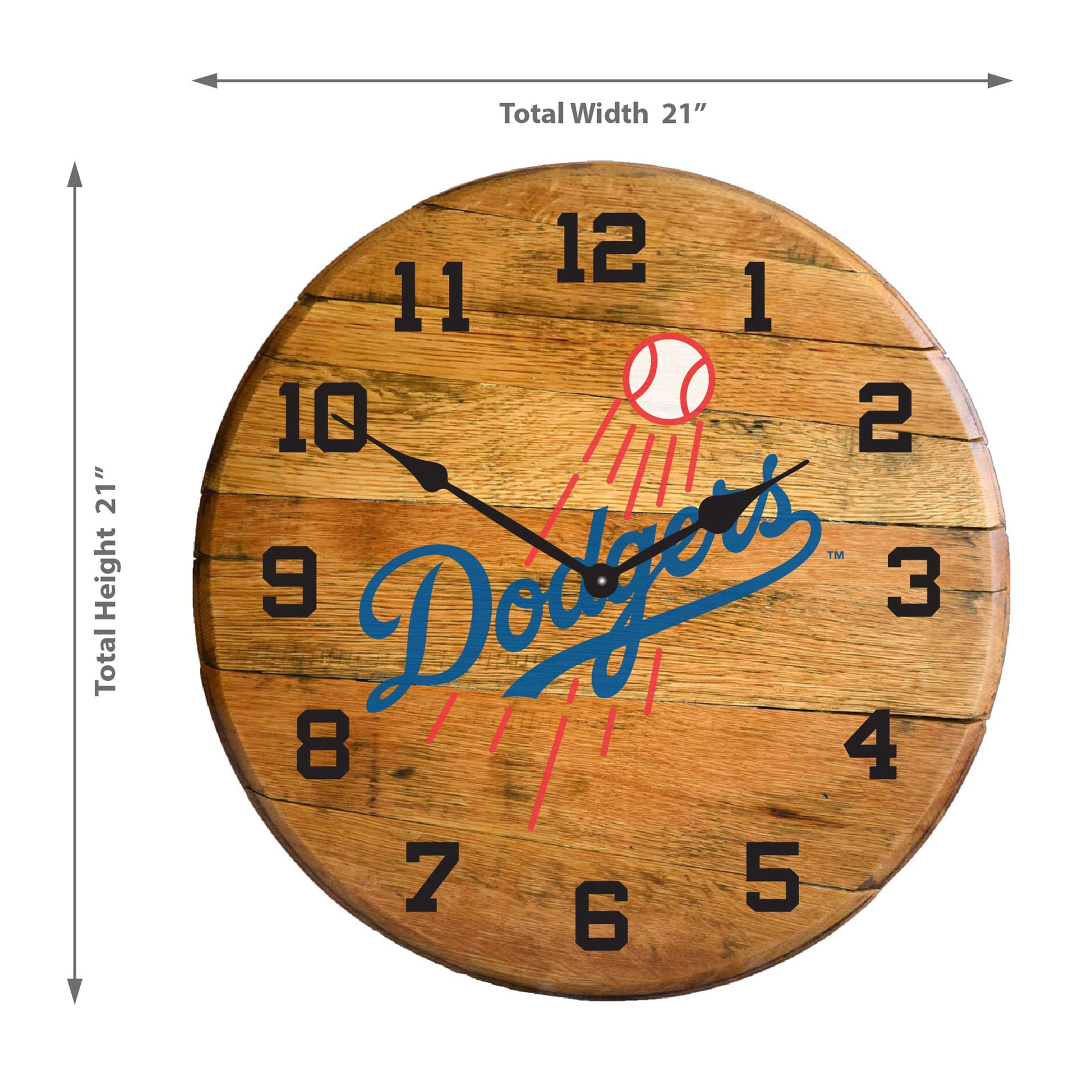 Los Angeles Dodgers whiskey barrel wall clock dimensions