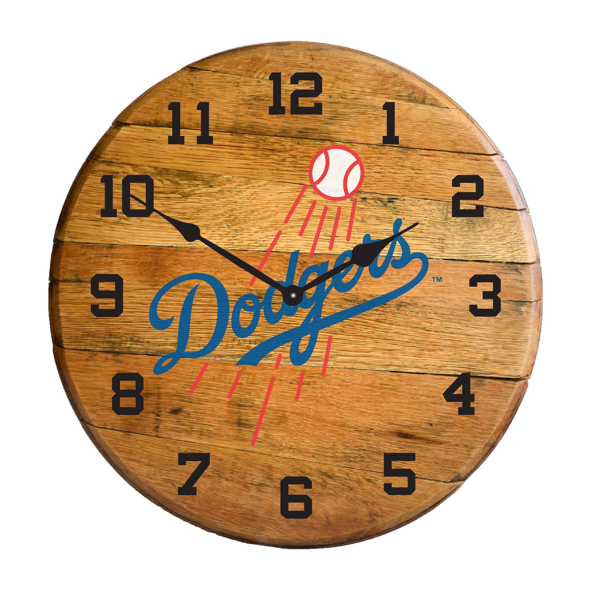Los Angeles Dodgers whiskey barrel wall clock