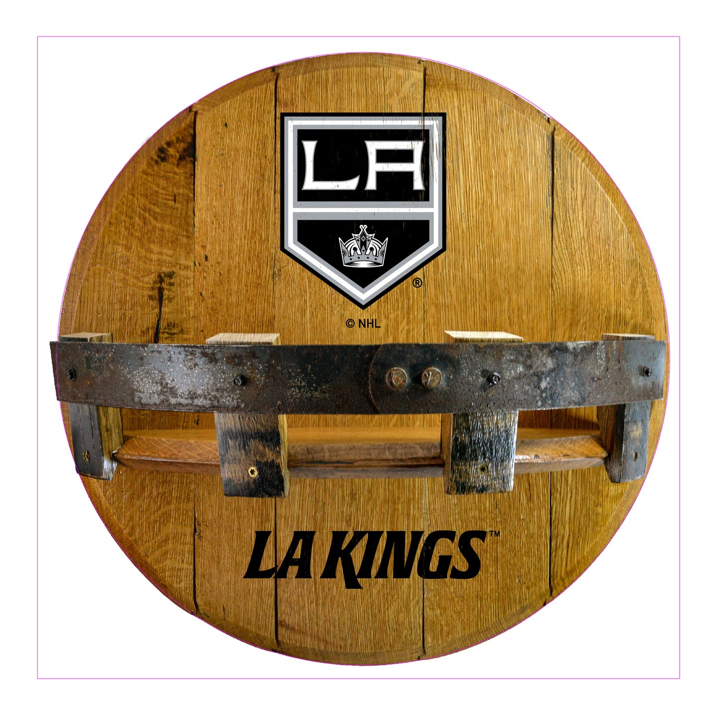 Los Angeles Kings whiskey barrel shelf