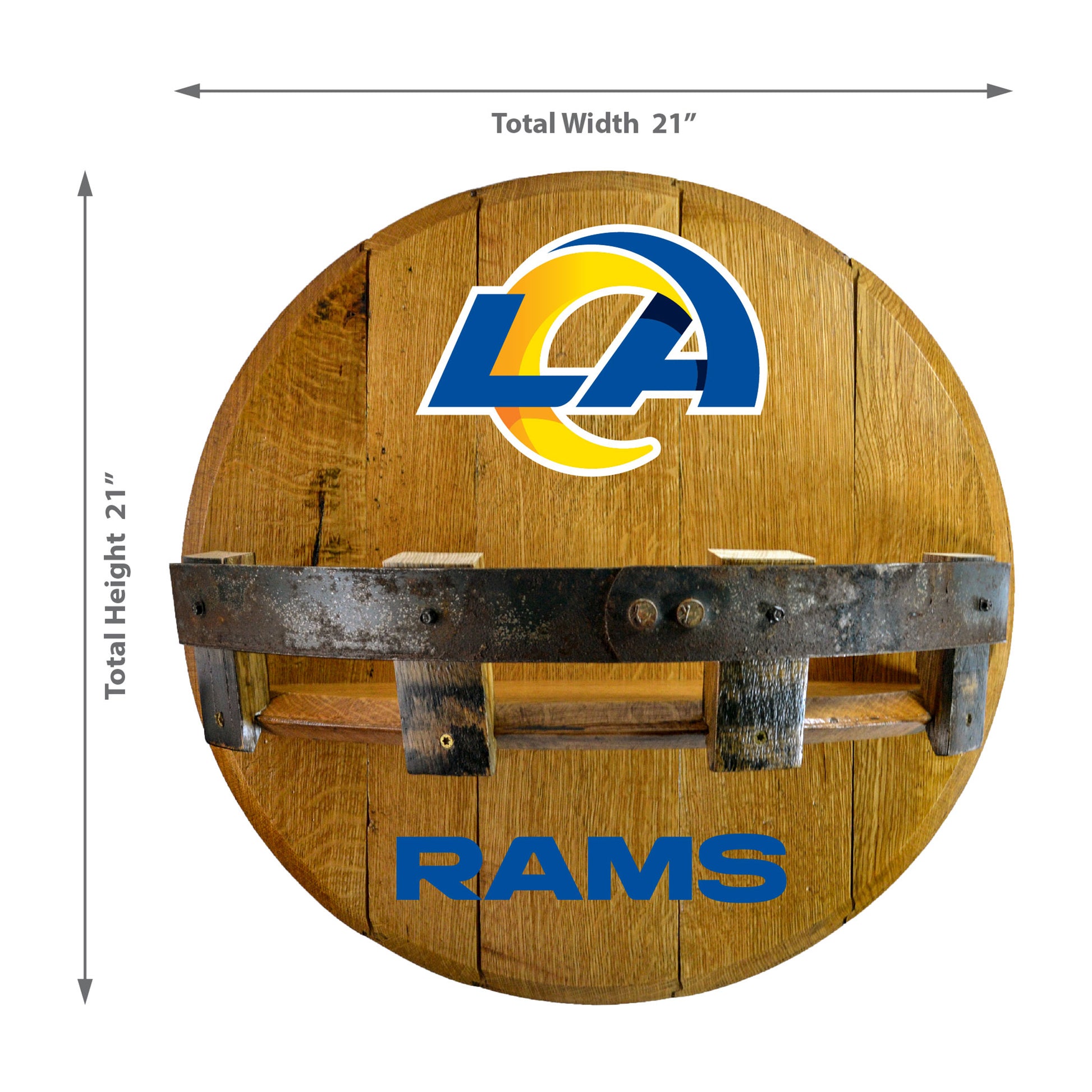 Los Angeles Rams whiskey barrel shelf dimensions