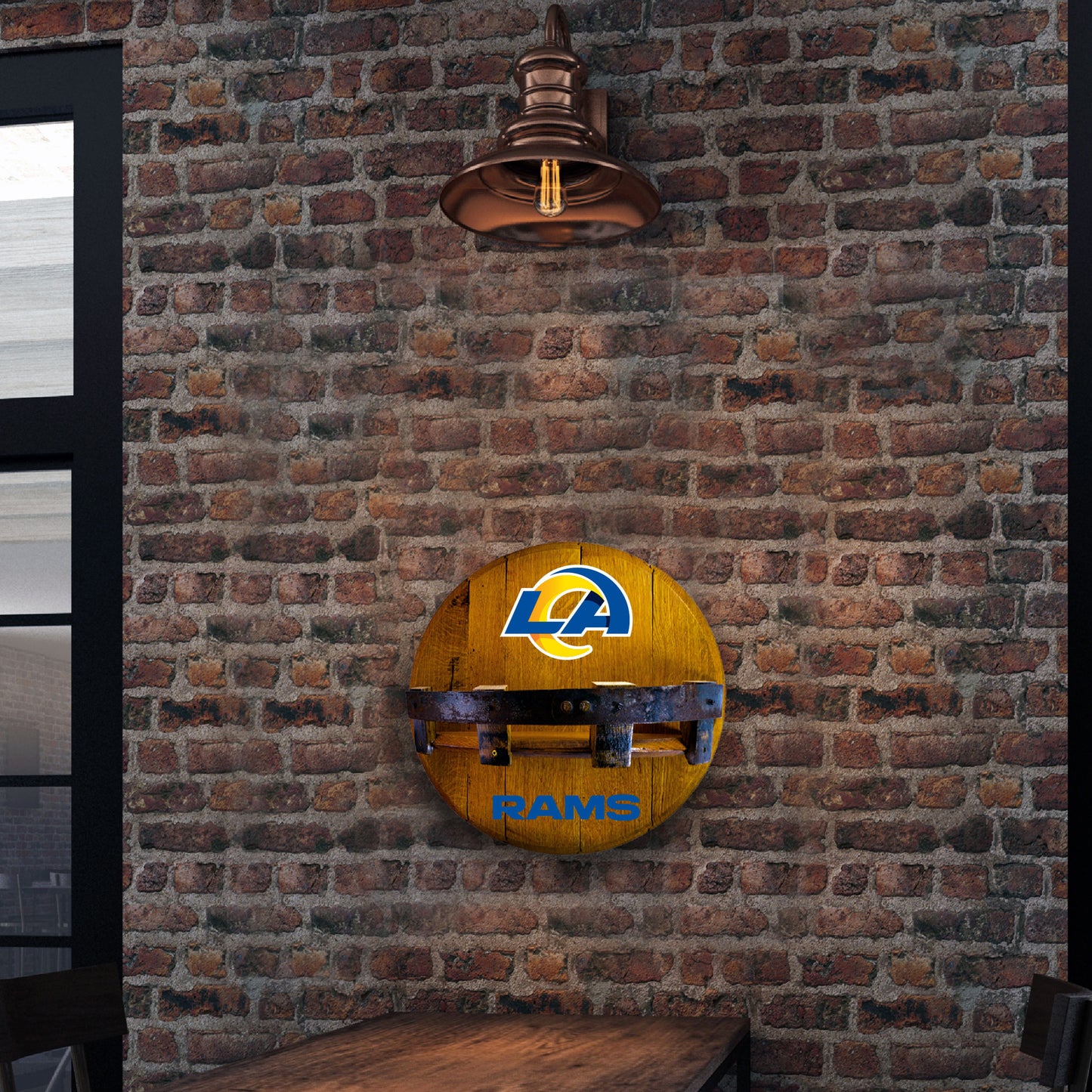 Los Angeles Rams whiskey barrel shelf lifestyle