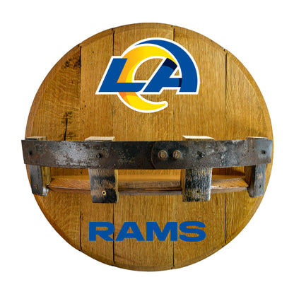 Los Angeles Rams whiskey barrel shelf