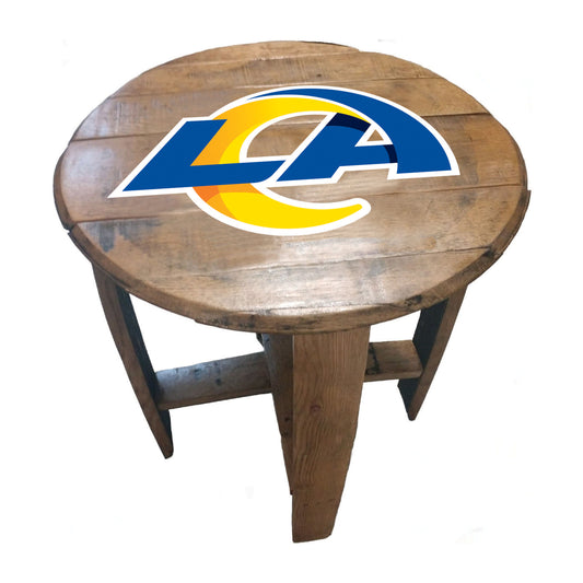 Los Angeles Rams whiskey barrel end table