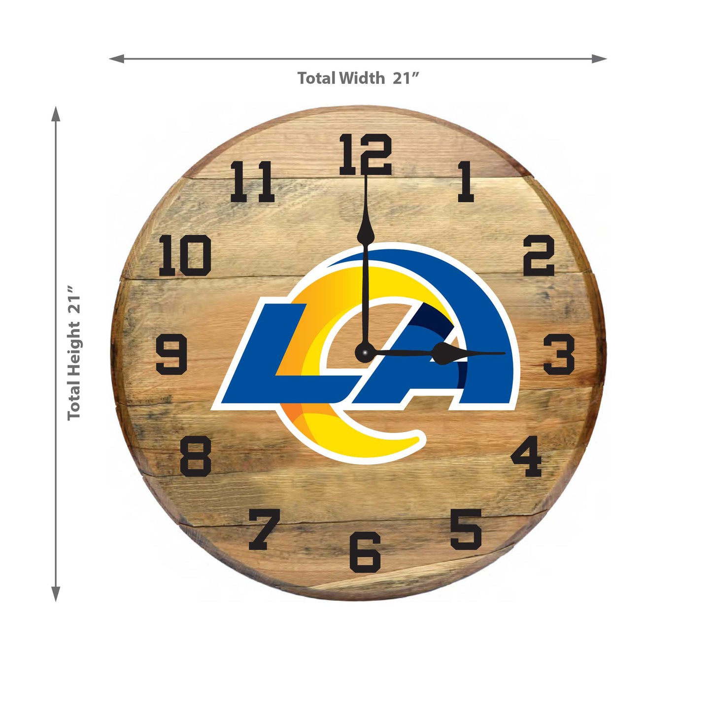 Los Angeles Rams whiskey barrel wall clock dimensions
