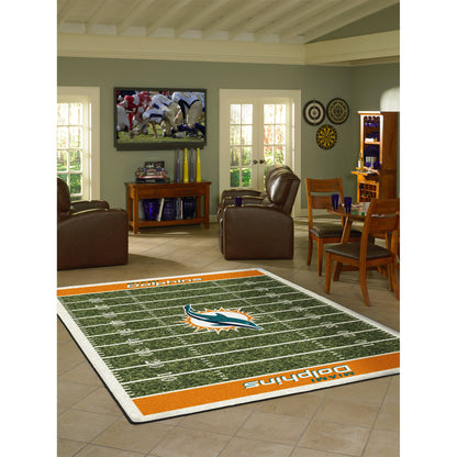 Miami Dolphins home field style area rug lifestyle