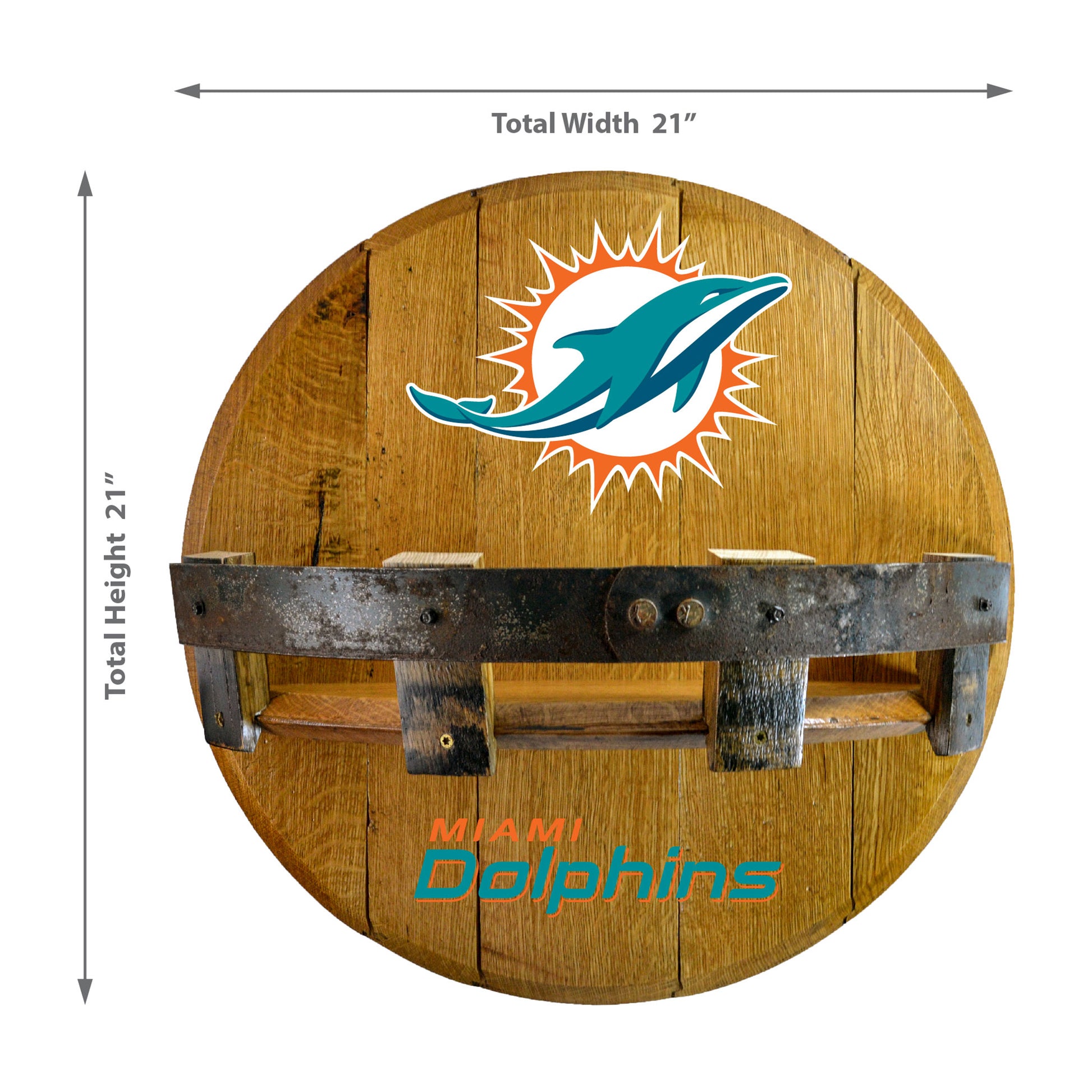 Miami Dolphins whiskey barrel shelf dimensions