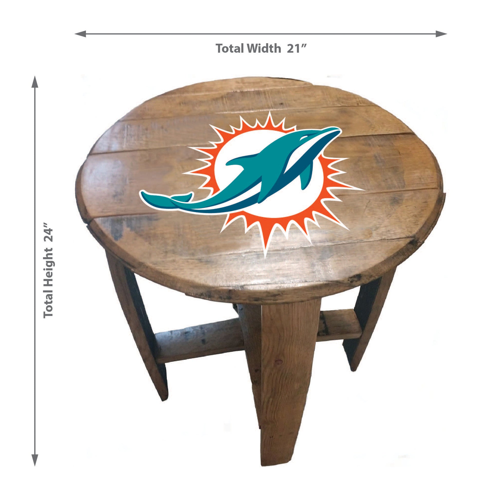 Miami Dolphins whiskey barrel end table dimensions
