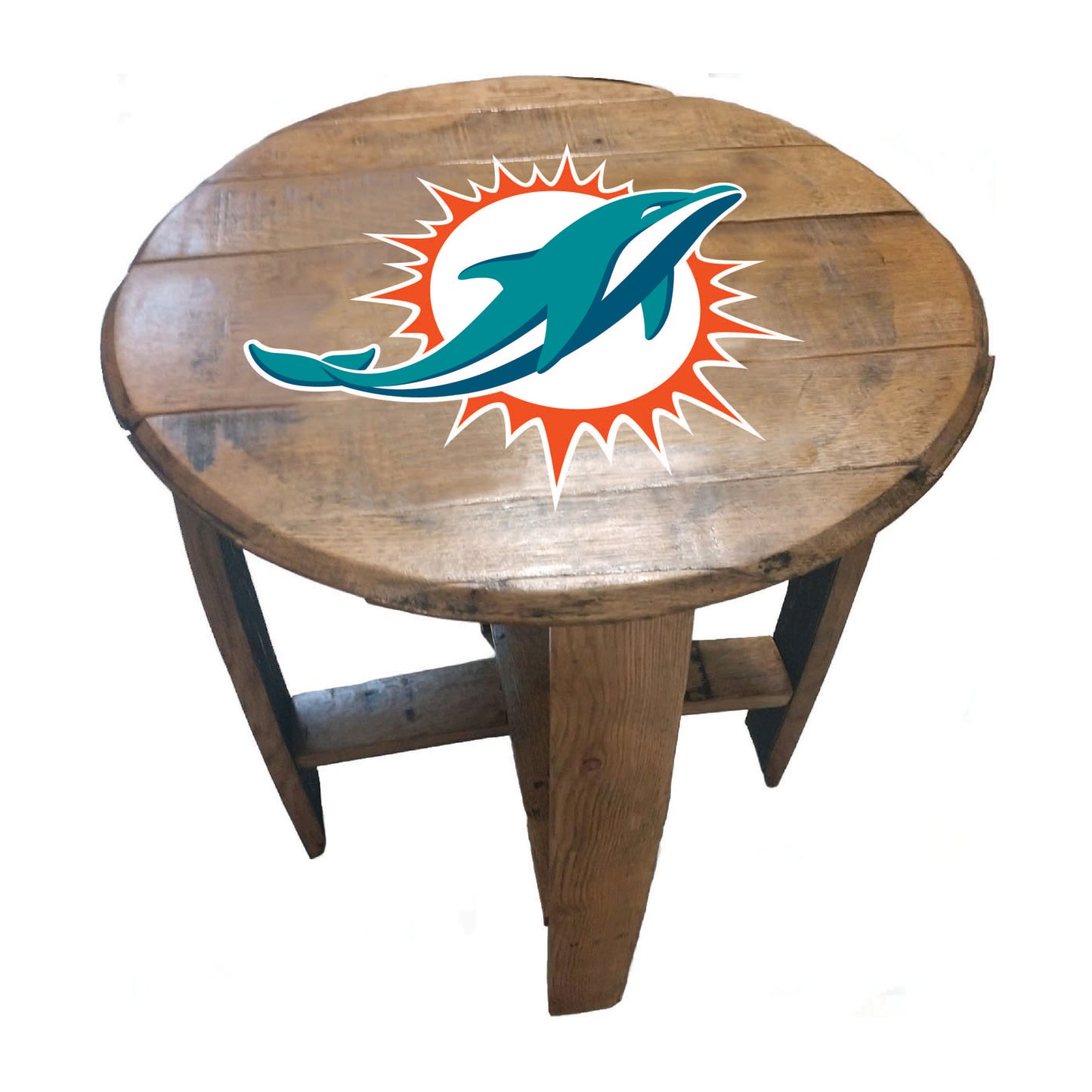 Miami Dolphins whiskey barrel end table