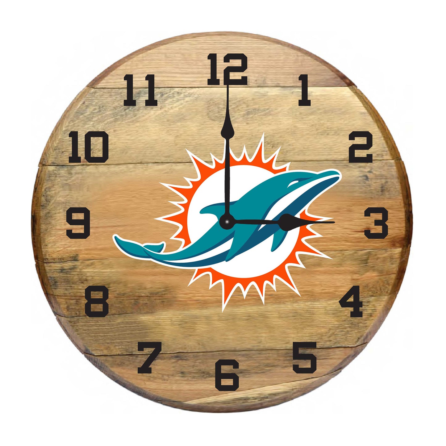 Miami Dolphins whiskey barrel wall clock