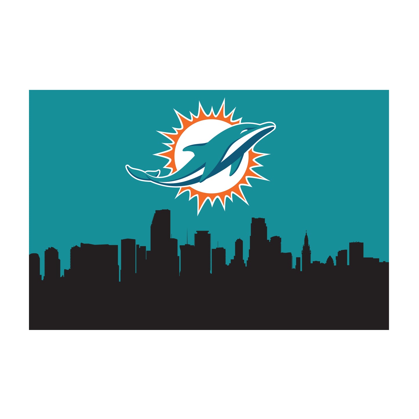 Miami Dolphins washable cityscape rug