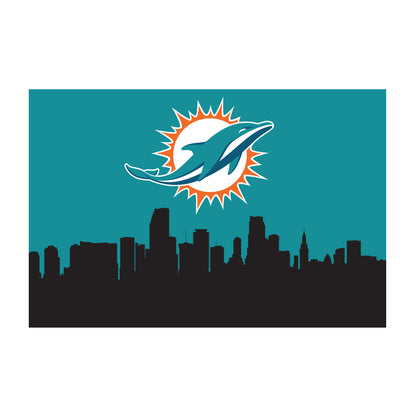 Miami Dolphins washable cityscape rug
