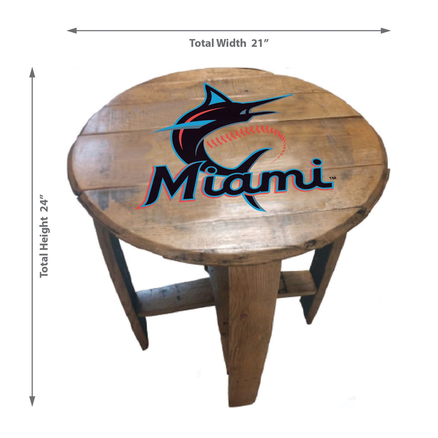 Miami Marlins whiskey barrel end table dimensions