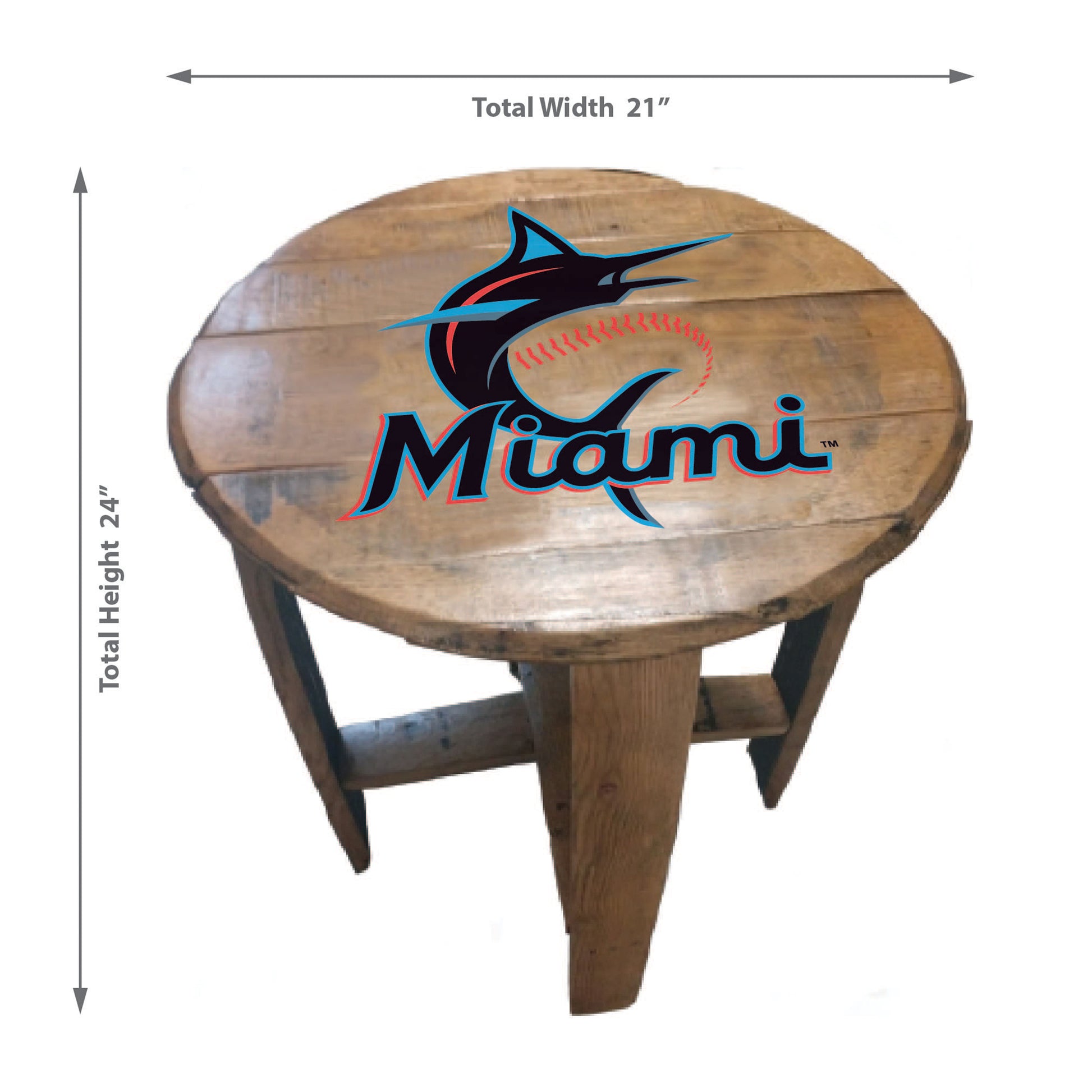 Miami Marlins whiskey barrel end table dimensions
