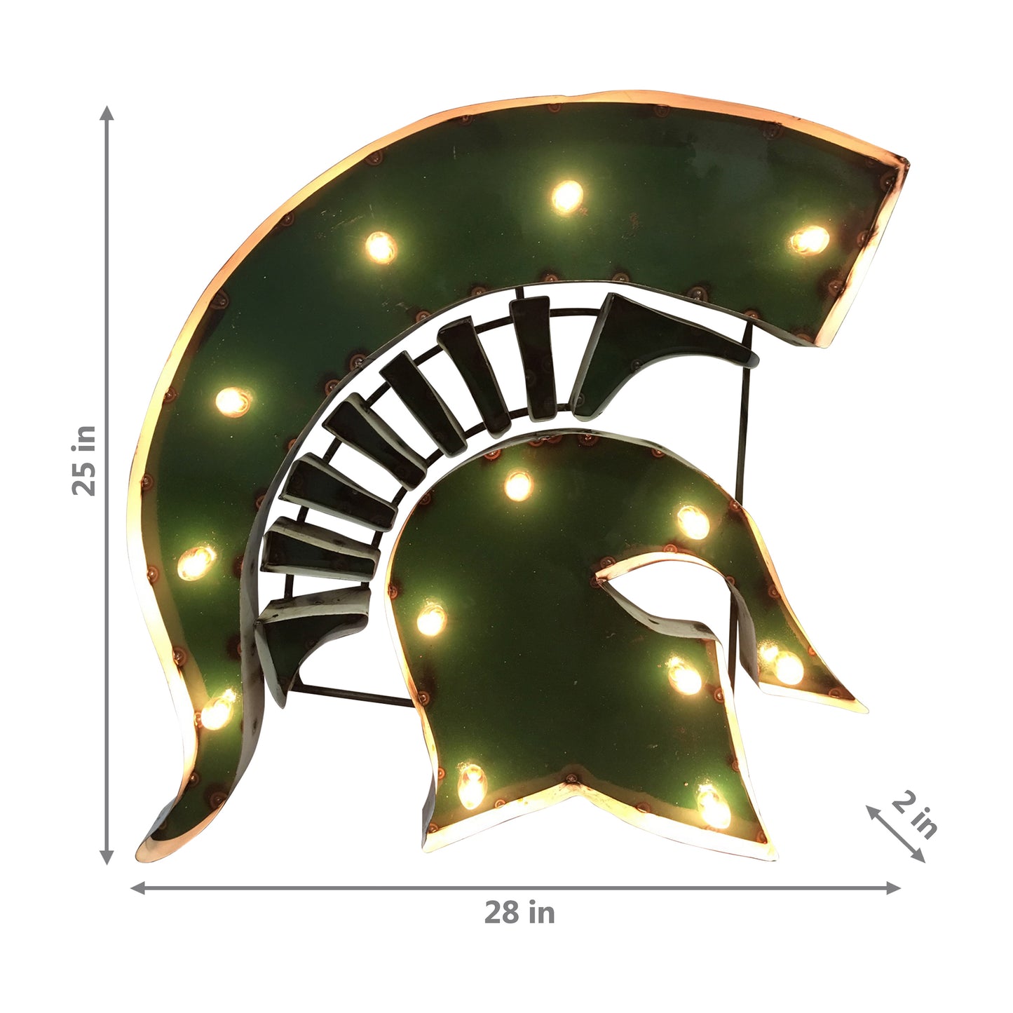 Michigan State Spartans logo lighted metal retro sign