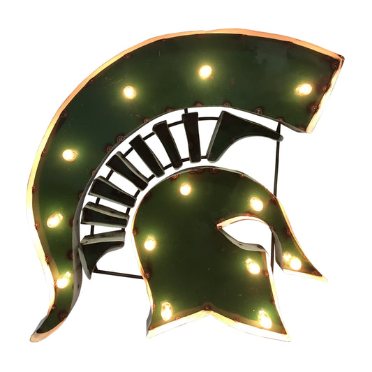 Michigan State Spartans logo lighted metal sign
