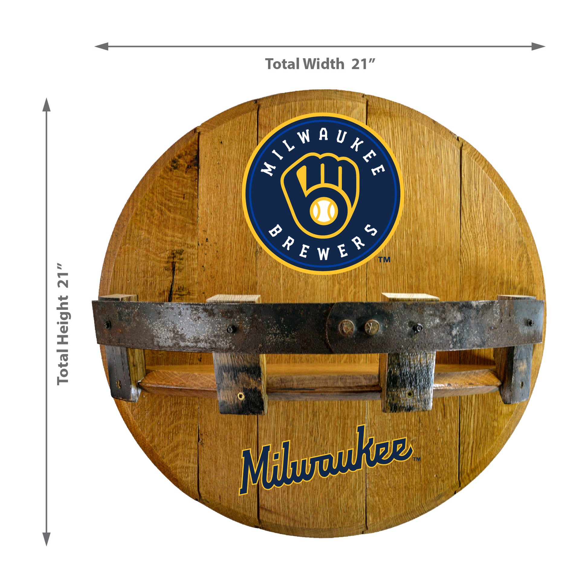 Milwaukee Brewers whiskey barrel shelf dimensions