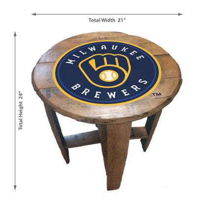 Milwaukee Brewers whiskey barrel end table dimensions