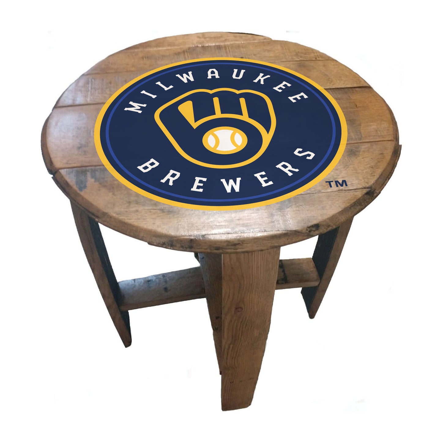 Milwaukee Brewers whiskey barrel end table
