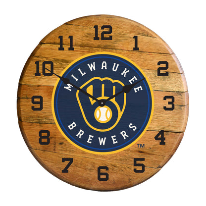 Milwaukee Brewers whiskey barrel wall clock