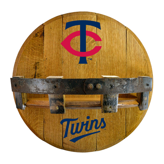 Minnesota Twins whiskey barrel shelf