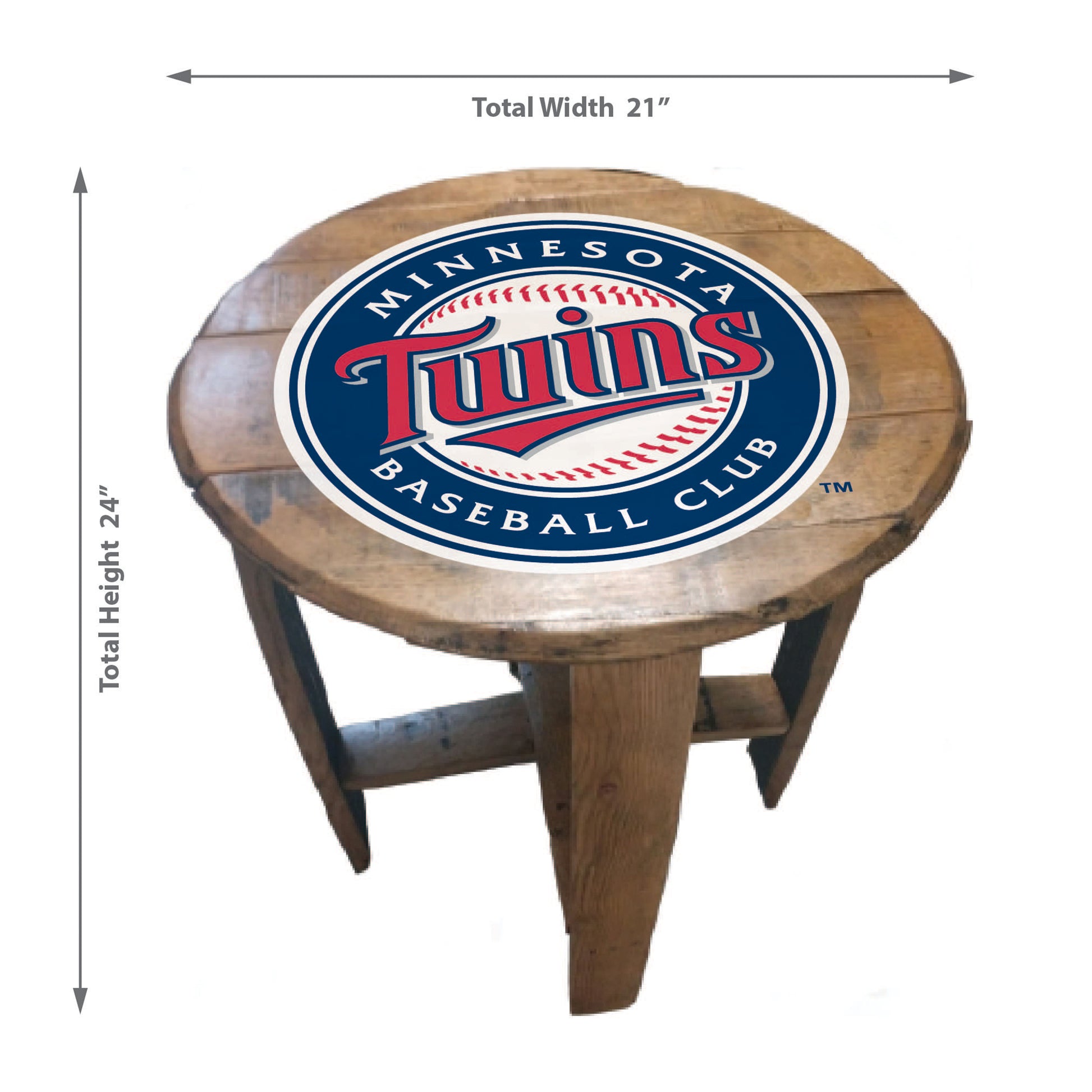 Minnesota Twins whiskey barrel end table dimensions