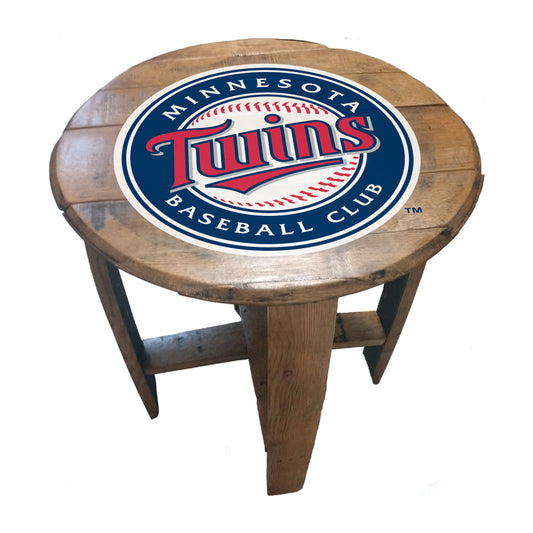 Minnesota Twins whiskey barrel end table