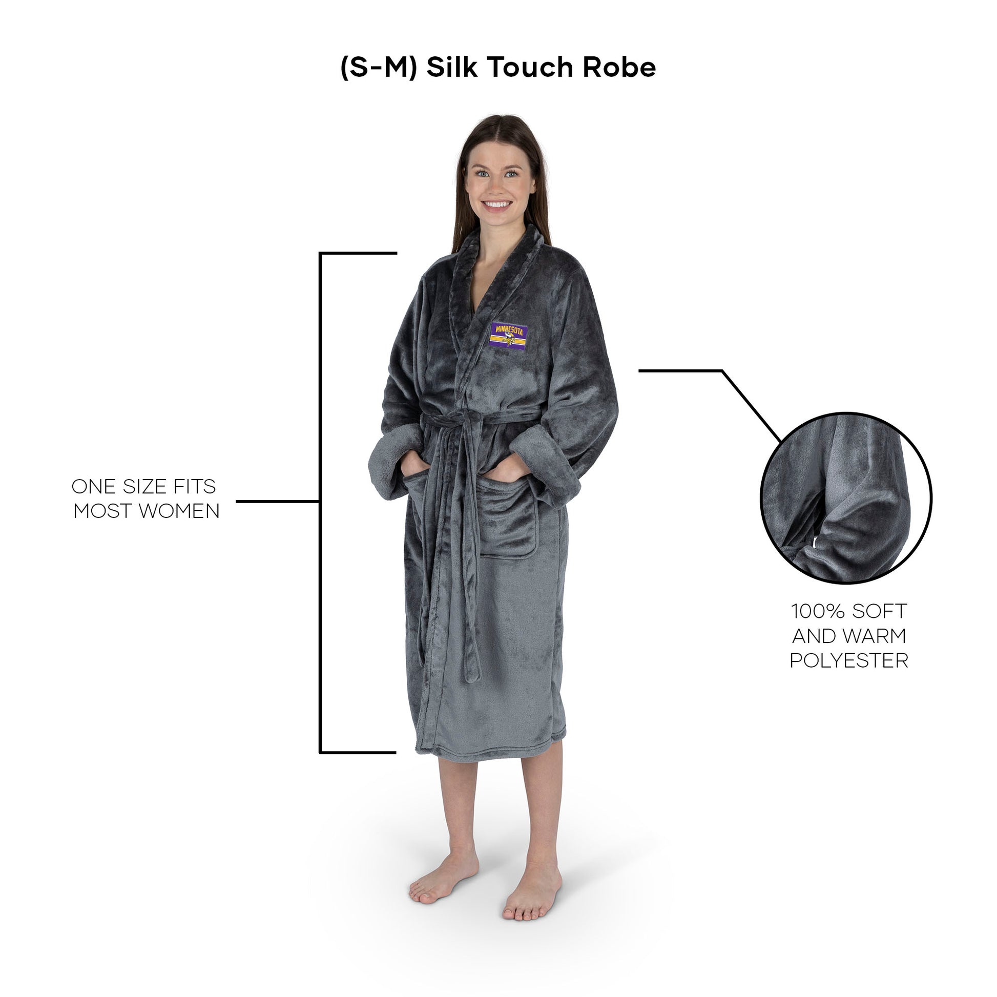 Minnesota Vikings silk touch charcoal women bathrobe
