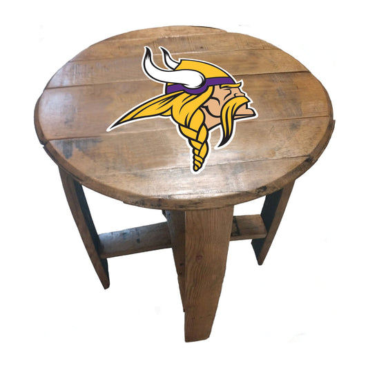 Minnesota Vikings whiskey barrel end table