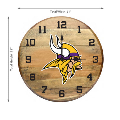 Minnesota Vikings whiskey barrel wall clock dimensions