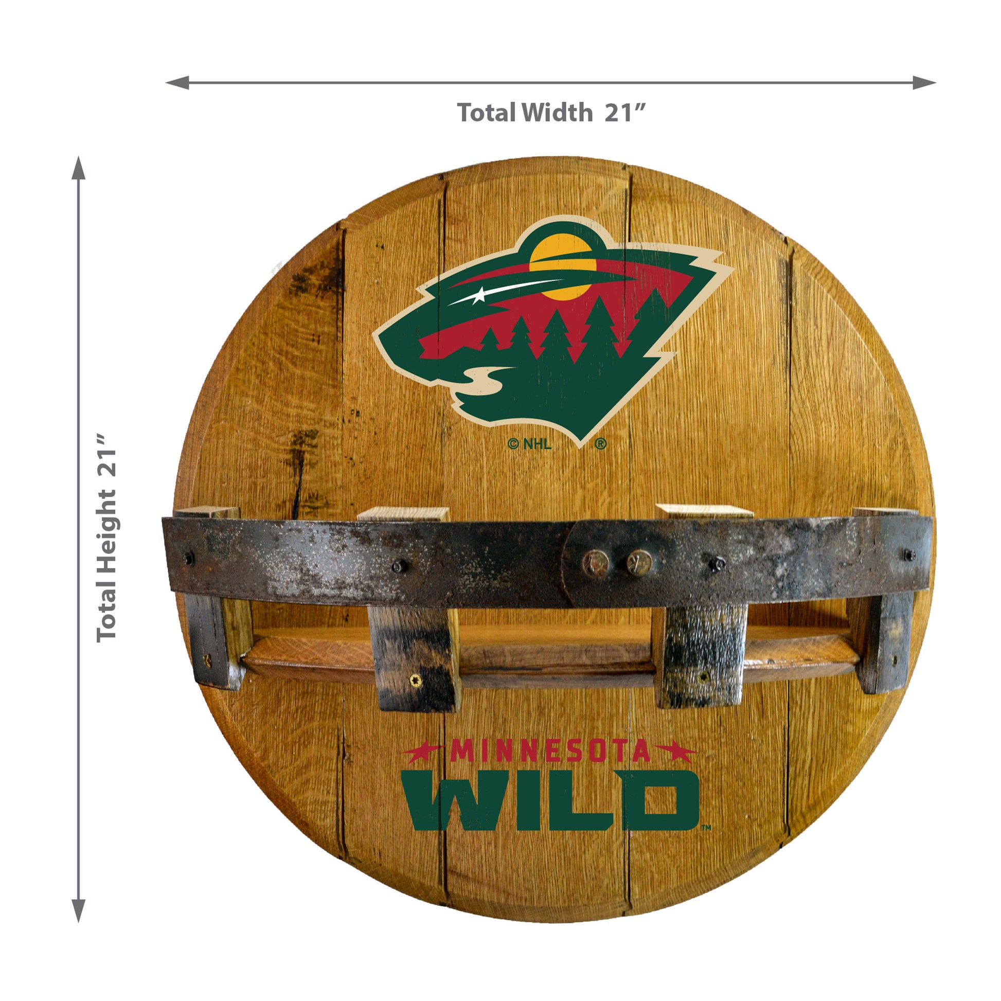 Minnesota Wild whiskey barrel shelf dimensions