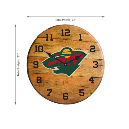 Minnesota Wild whiskey barrel wall clock dimensions