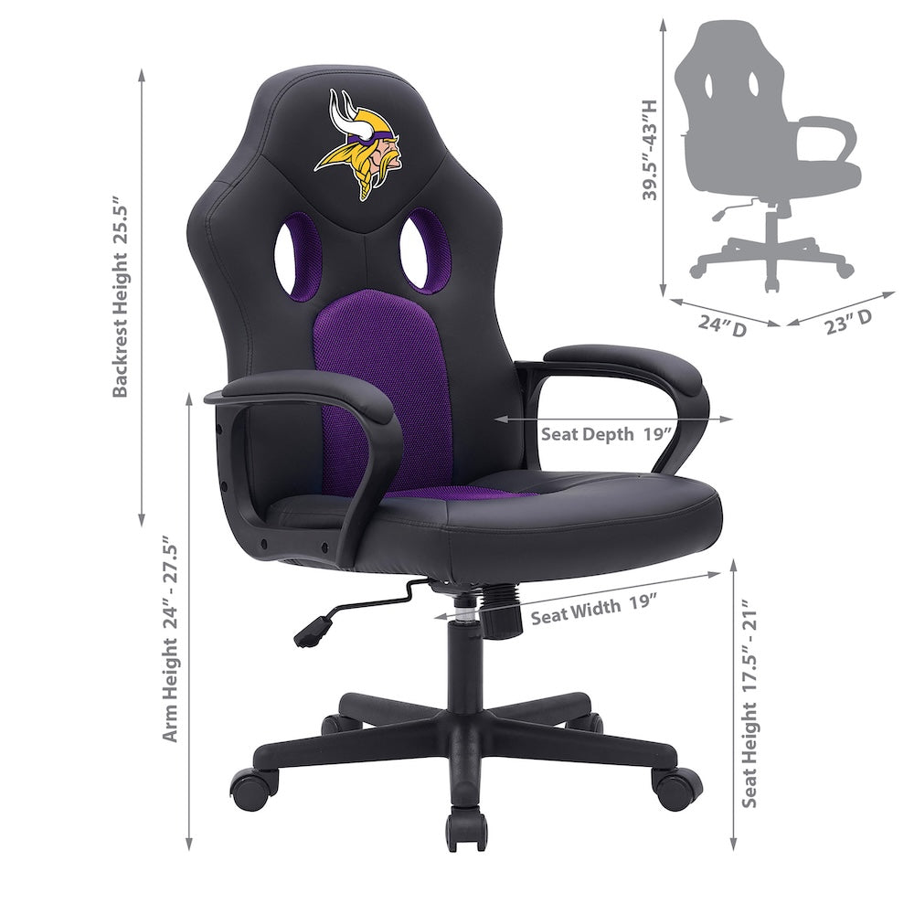 Minnesota Vikings Office Gamer Chair Dimensions