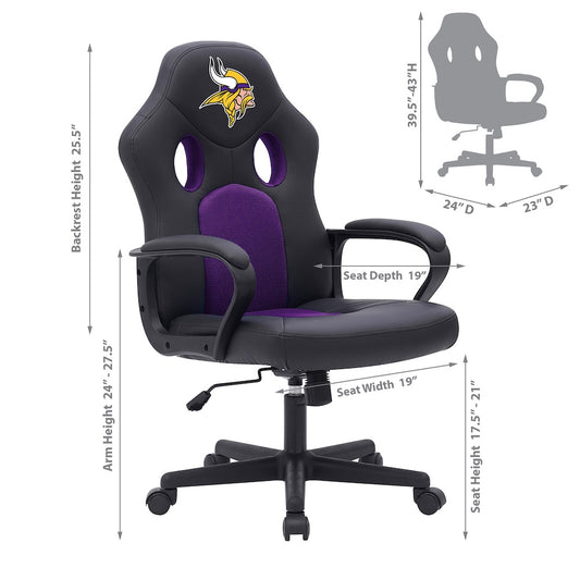 Minnesota Vikings Office Gamer Chair Dimensions