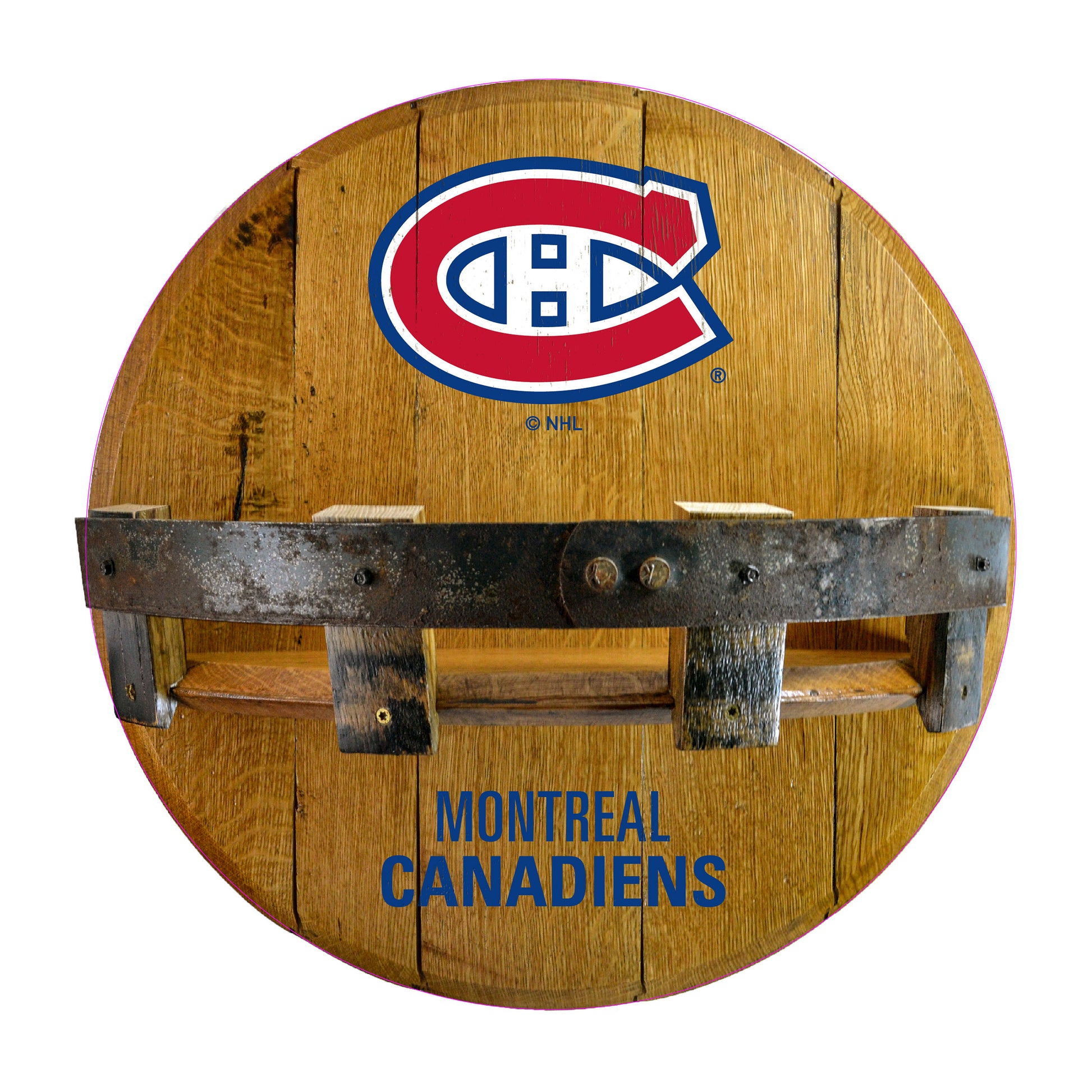Montreal Canadiens whiskey barrel shelf