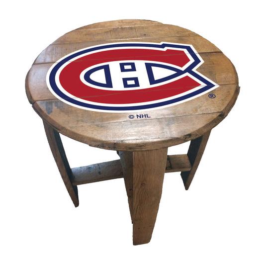 Montreal Canadiens whiskey barrel end table