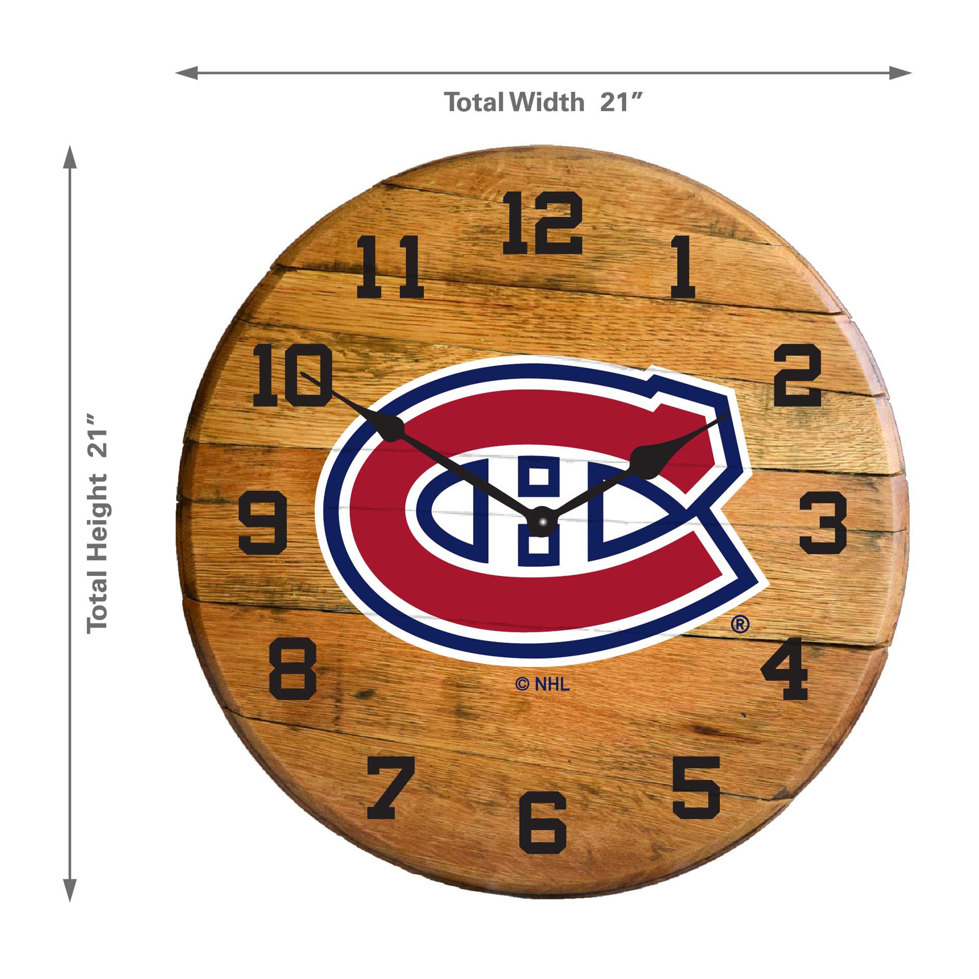 Montreal Canadiens whiskey barrel wall clock dimensions