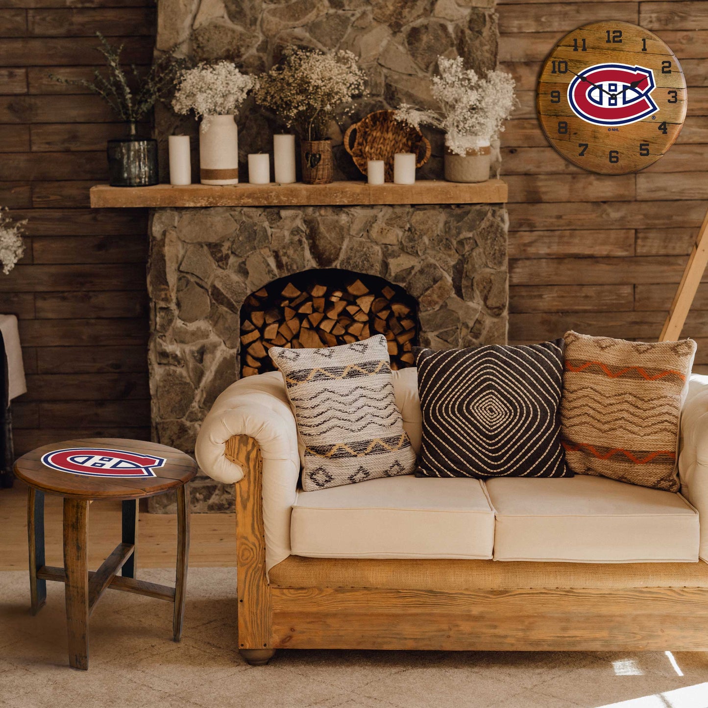 Montreal Canadiens whiskey barrel wall clock Lifestyle