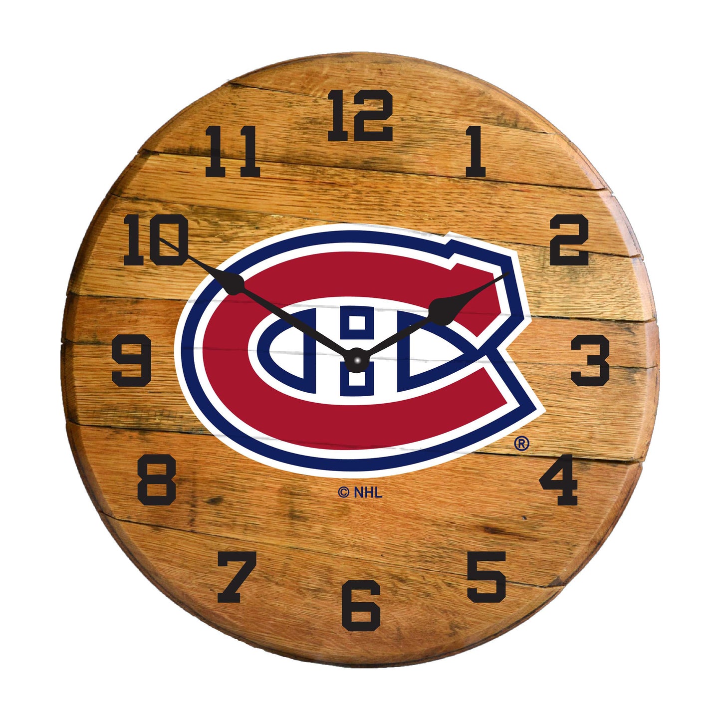 Montreal Canadiens whiskey barrel wall clock