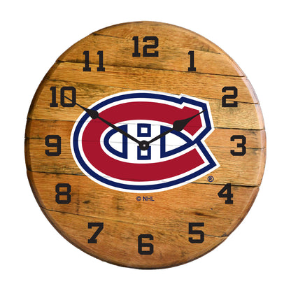 Montreal Canadiens whiskey barrel wall clock