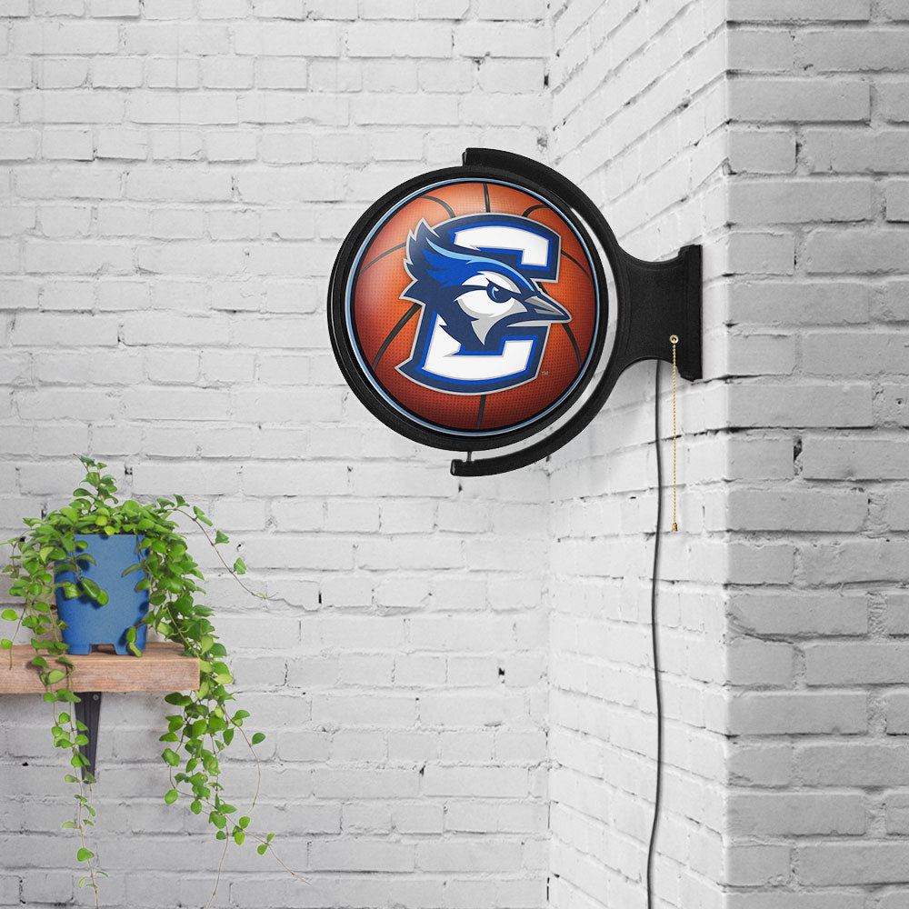 Creighton Blue Jays Round Basketball Rotating Wall Sign Room View