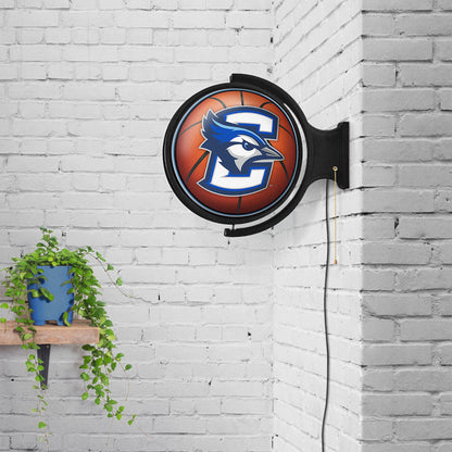 Creighton Blue Jays Round Basketball Rotating Wall Sign Room View