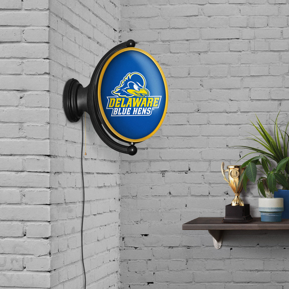 Delaware Blue Hens Oval Rotating Wall Sign Room View