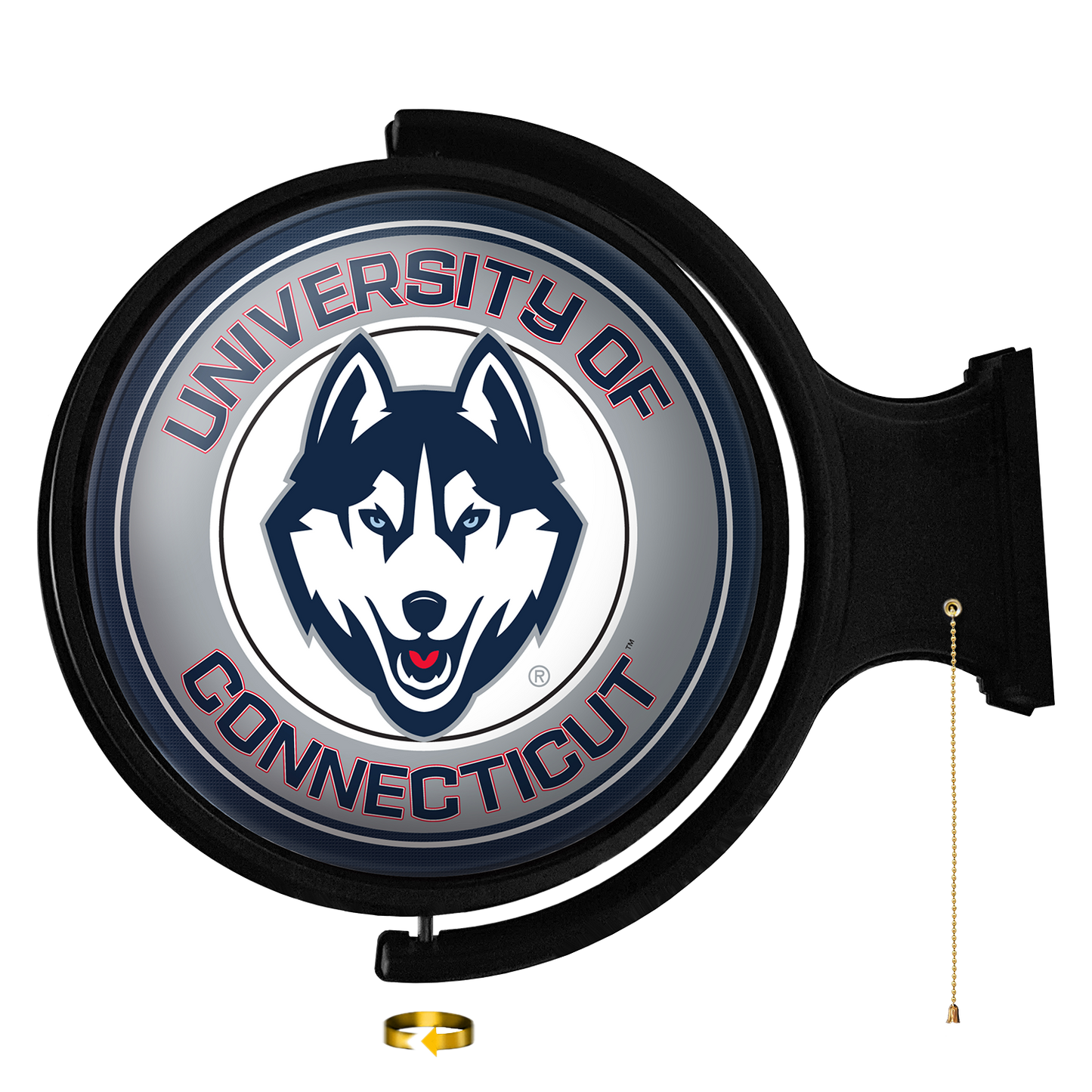 Connecticut Huskies Round Rotating Wall Sign Silver